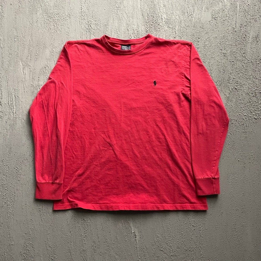 Vintage Polo Ralph Lauren Long Sleeve T-Shirt Mens Medium Red 90s